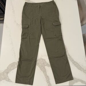 J. Jill Chino Cargo Pants StraightLeg Womens 6 Stretch OliveGreen Cotton Utility